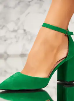 Pantofi dama cu toc Verzi din Piele Ecologica Intoarsa Genevra2