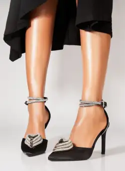 Pantofi dama stiletto Negri din Satin Azma