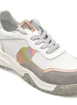 Pantofi DONNA CRIS albi, 8514, din piele naturala