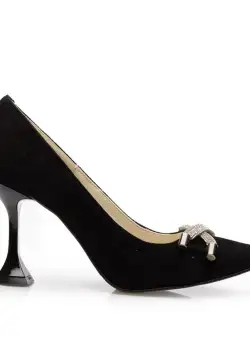 Pantofi eleganți damă din piele naturală - 2204 Negru Velur