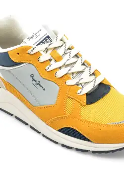 Pantofi PEPE JEANS galbeni, X20 FREE, din piele naturala