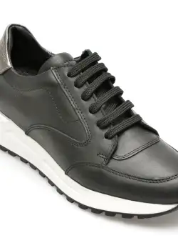 Pantofi QUSHELI negri, 35345, din piele naturala