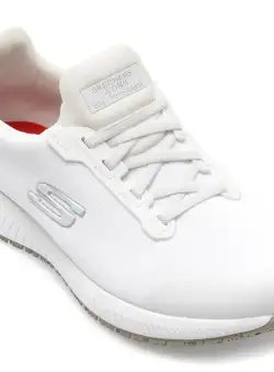 Pantofi SKECHERS albi, SQUAD SR, din material textil