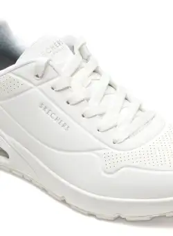 Pantofi SKECHERS albi, UNO, din piele ecologica