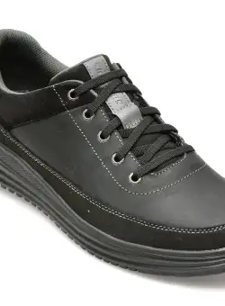 Pantofi SKECHERS negri, PROVEN, din piele naturala