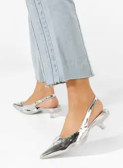 Pantofi slingback Nelka argintii