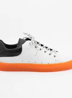 Pantofi sport barbati din piele naturala, Leofex - 882 Alb cu Negru Box