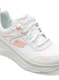 Pantofi sport SKECHERS albi, D LUX WALKER 2.0, din material textil