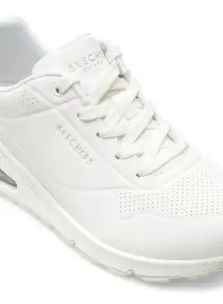 Pantofi sport SKECHERS albi, UNO, din piele ecologica