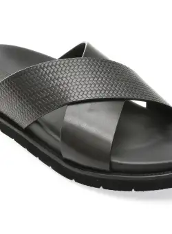 Papuci casual OTTER negri, 2259, din piele naturala