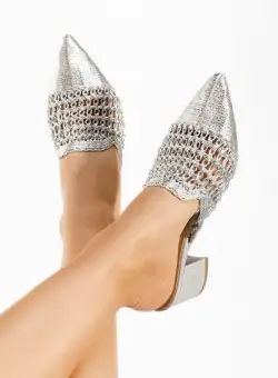 Papuci dama eleganti Divya argintii