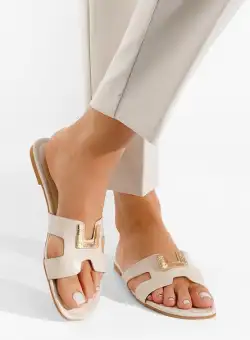 Papuci fara toc Stria bej