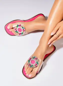 Papuci/Slapi Fucsia din Silicon Merna