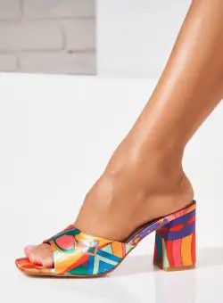 Papuci/Slapi Portocalii din Satin Ayria