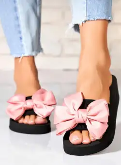 Papuci/Slapi Roz din Piele Ecologica Nazly