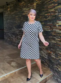 Rochie 394 alb negru Exnec