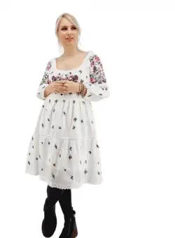 Rochie Alba cu broderie traditionala - Maximiliana 2