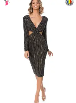 Rochie BBY eleganta conica cu buline din glitter si bust buretat