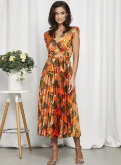 Rochie Carmen Orange Floral