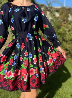 Rochie cu motive florale eleganta Adel
