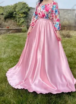 Rochie cu motive florale eleganta lunga Teo 11