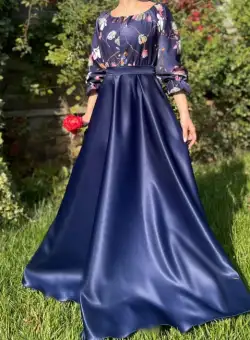 Rochie cu motive florale eleganta lunga Teo 3