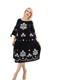 Rochie Dama cu Broderie Alba - Albena