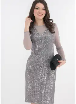 Rochie de ocazie din paiete argintii