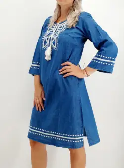 Rochie din denim cu broderie Lixandra