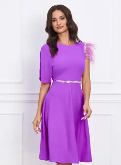 Rochie Dy Fashion mov cu pene si strasuri