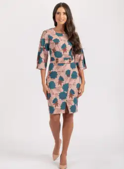 Rochie eleganta cu imprimeu floral colorat