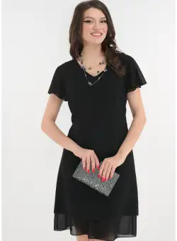 Rochie eleganta neagra cu voaluri suprapuse