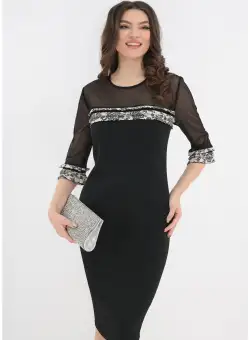 Rochie eleganta neagra cu volane ivory