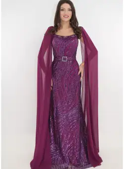 Rochie fucsia de seara cu paiete si strasuri