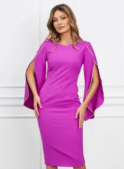 Rochie LaDonna mov cu strasuri pe maneci