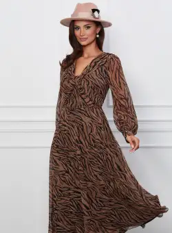 Rochie Leonard Collection maro cu zebra print