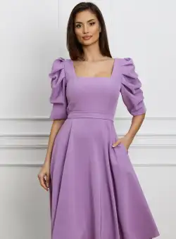 Rochie MBG lila cu umeri bufanti