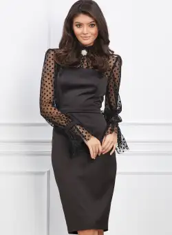 Rochie MBG neagra cu buline catifelate