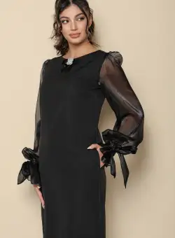 Rochie MBG neagra cu maneci din organza