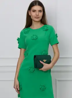 Rochie MBG verde cu flori 3D