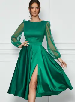 Rochie MBG verde cu glitter la bust