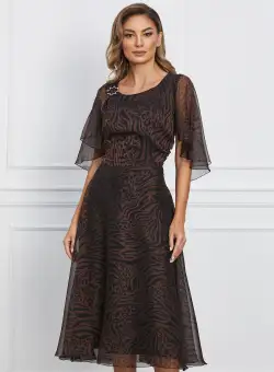 Rochie Miruna maro cu animal print