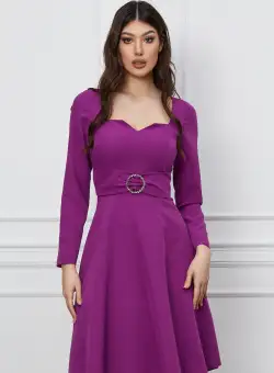 Rochie Moze clos mov cu catarama in talie