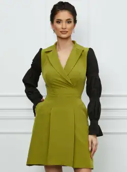 Rochie Moze lime cu maneci negre