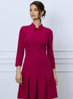 Rochie Moze magenta cu pliuri pe fusta