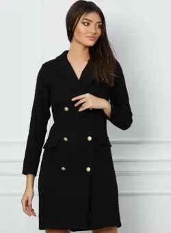 Rochie Moze neagra tip sacou din tweed