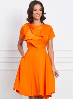 Rochie Moze orange cu funda maxi pe bust