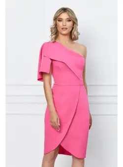 Rochie Moze roz cu un umar gol