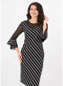 Rochie neagra cu dungi