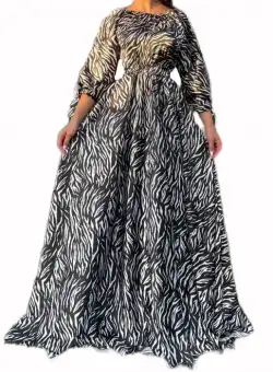 Rochie Onella Zebra Print Long Dress in Black